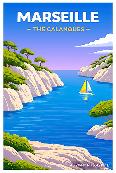Affiche Marseille — Calanques, France