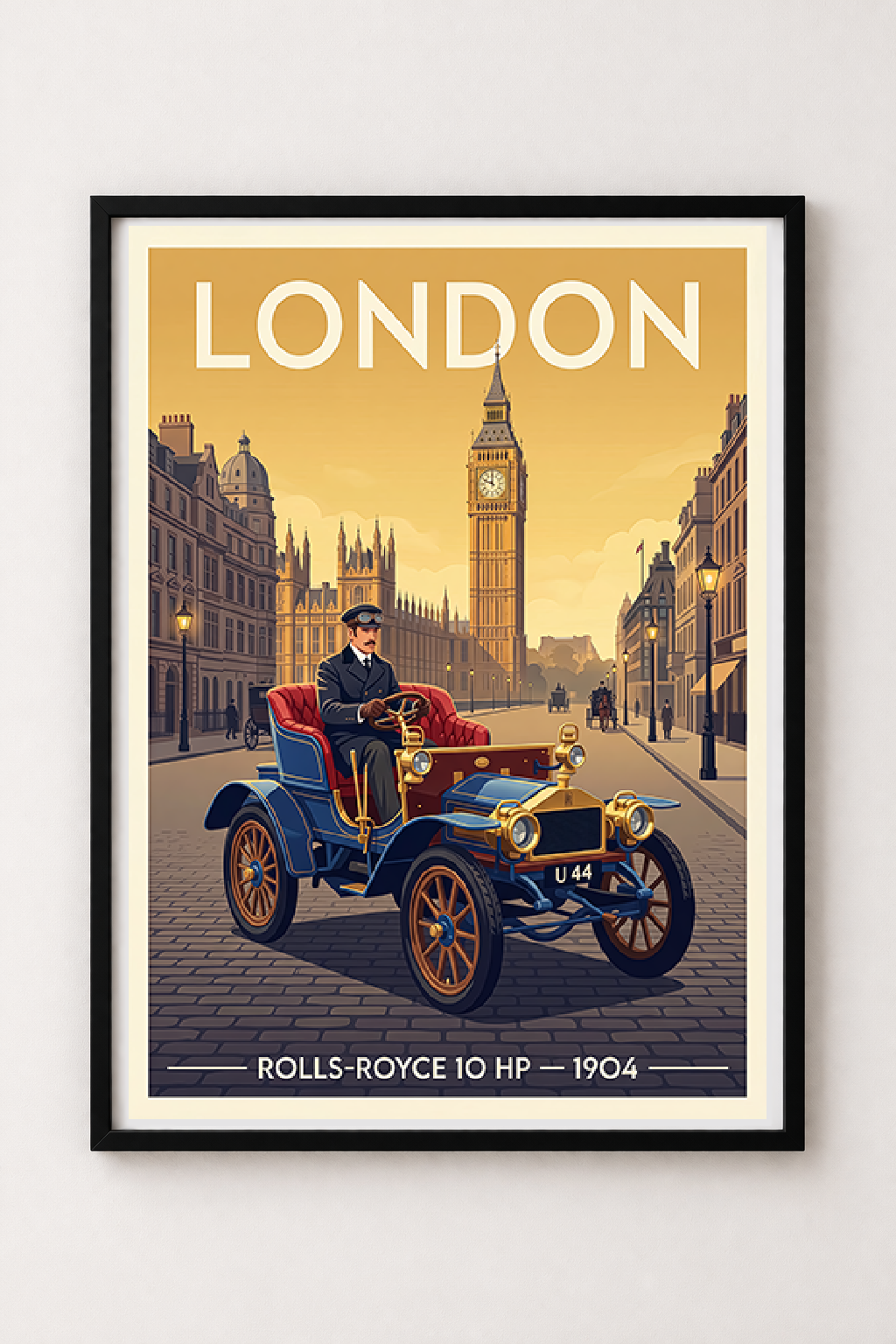 Affiche Rolls-Royce 10 HP 1904 — Londres, poster vintage encadré