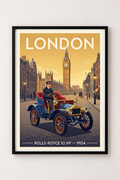 Affiche Rolls-Royce 10 HP 1904 — Londres, affiche vintage encadrée