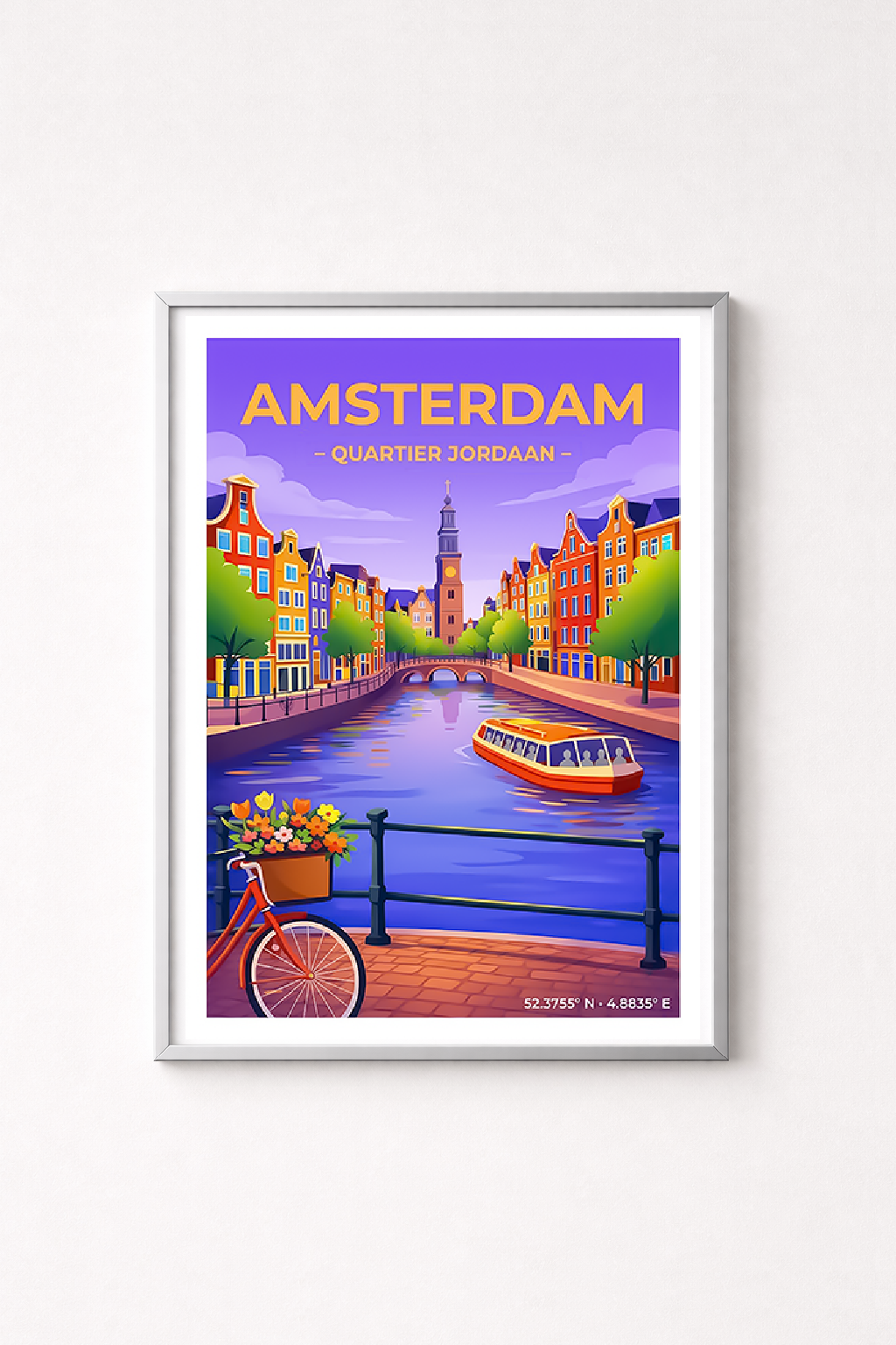 Affiche Amsterdam — Canaux, Pays-Bas