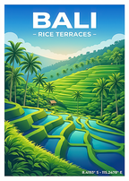 Affiche Bali — Rizières en Terrasses, Indonésie