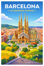 Affiche Barcelone — Sagrada Familia, Espagne