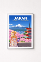 Affiche Japon — Mont Fuji Cerisiers en Fleurs