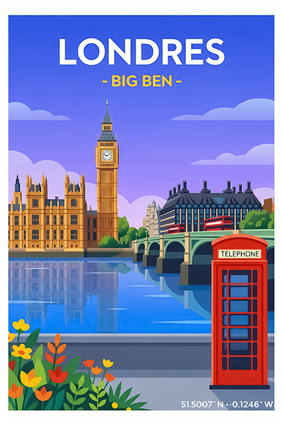 Affiche Londres — Big Ben, Angleterre