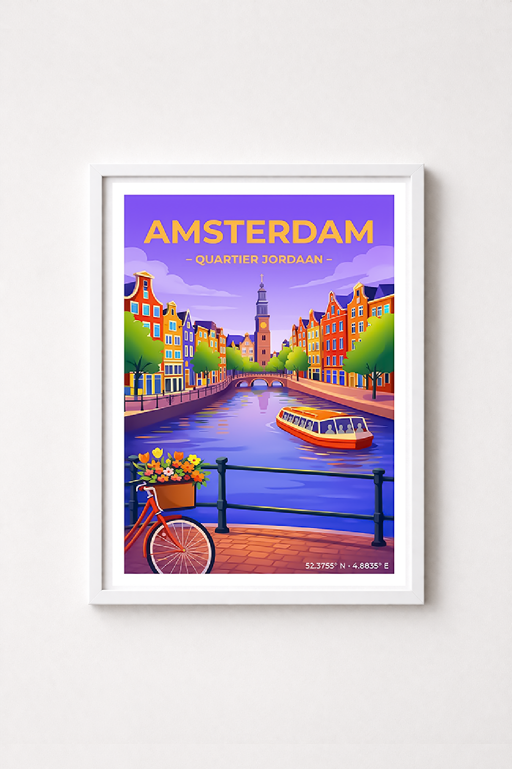 Affiche Amsterdam — Canaux, Pays-Bas