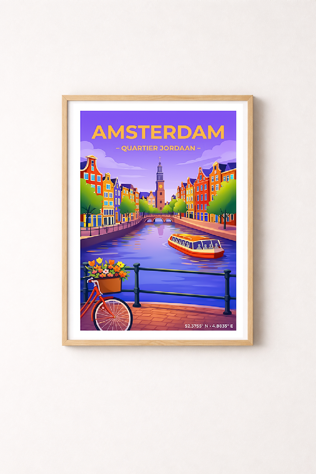 Affiche Amsterdam — Canaux, Pays-Bas