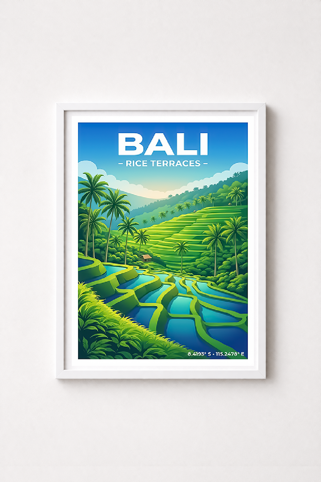 Affiche Bali — Rizières en Terrasses, Indonésie
