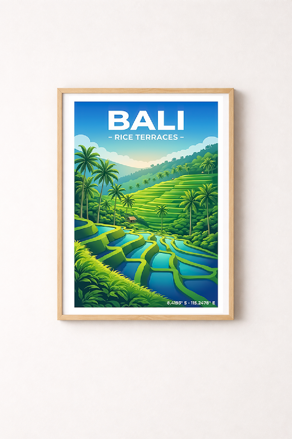 Affiche Bali — Rizières en Terrasses, Indonésie