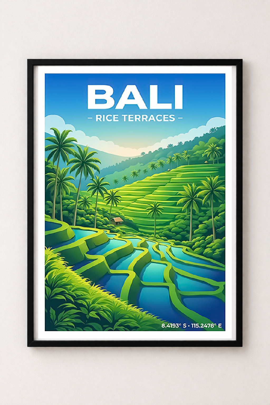 Affiche Bali — Rizières en Terrasses, Indonésie