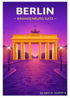 Affiche Berlin — Porte de Brandebourg, Allemagne