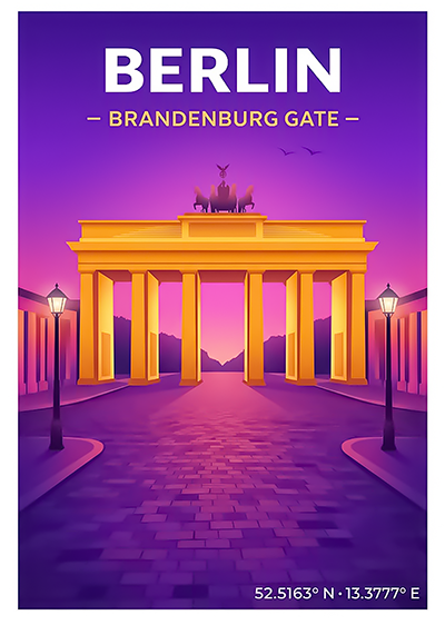 Affiche Berlin — Porte de Brandebourg, Allemagne