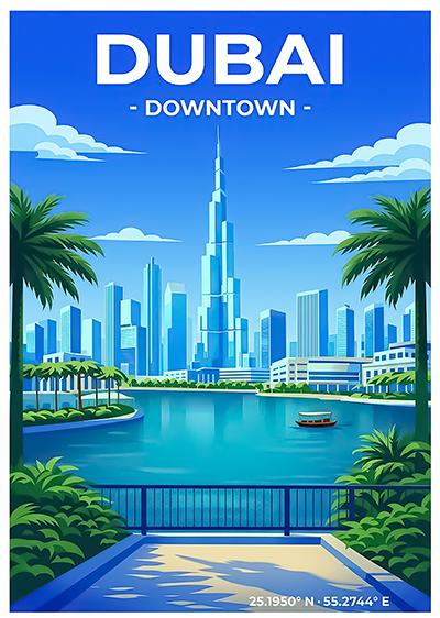 Affiche Dubaï — Downtown, Émirats Arabes Unis