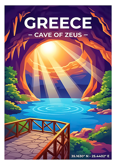 Affiche Grèce — Grotte de Zeus