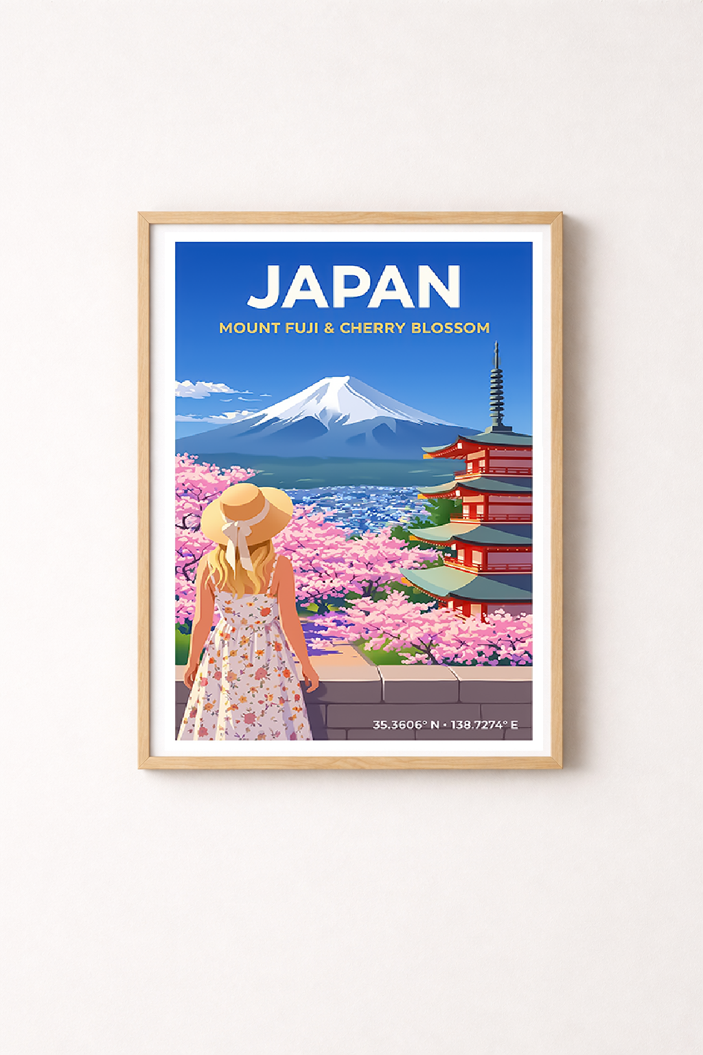 Affiche Japon — Mont Fuji Cerisiers en Fleurs