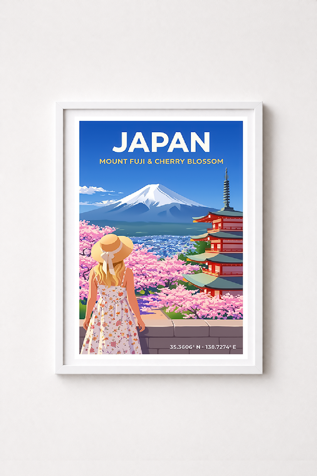 Affiche Japon — Mont Fuji Cerisiers en Fleurs