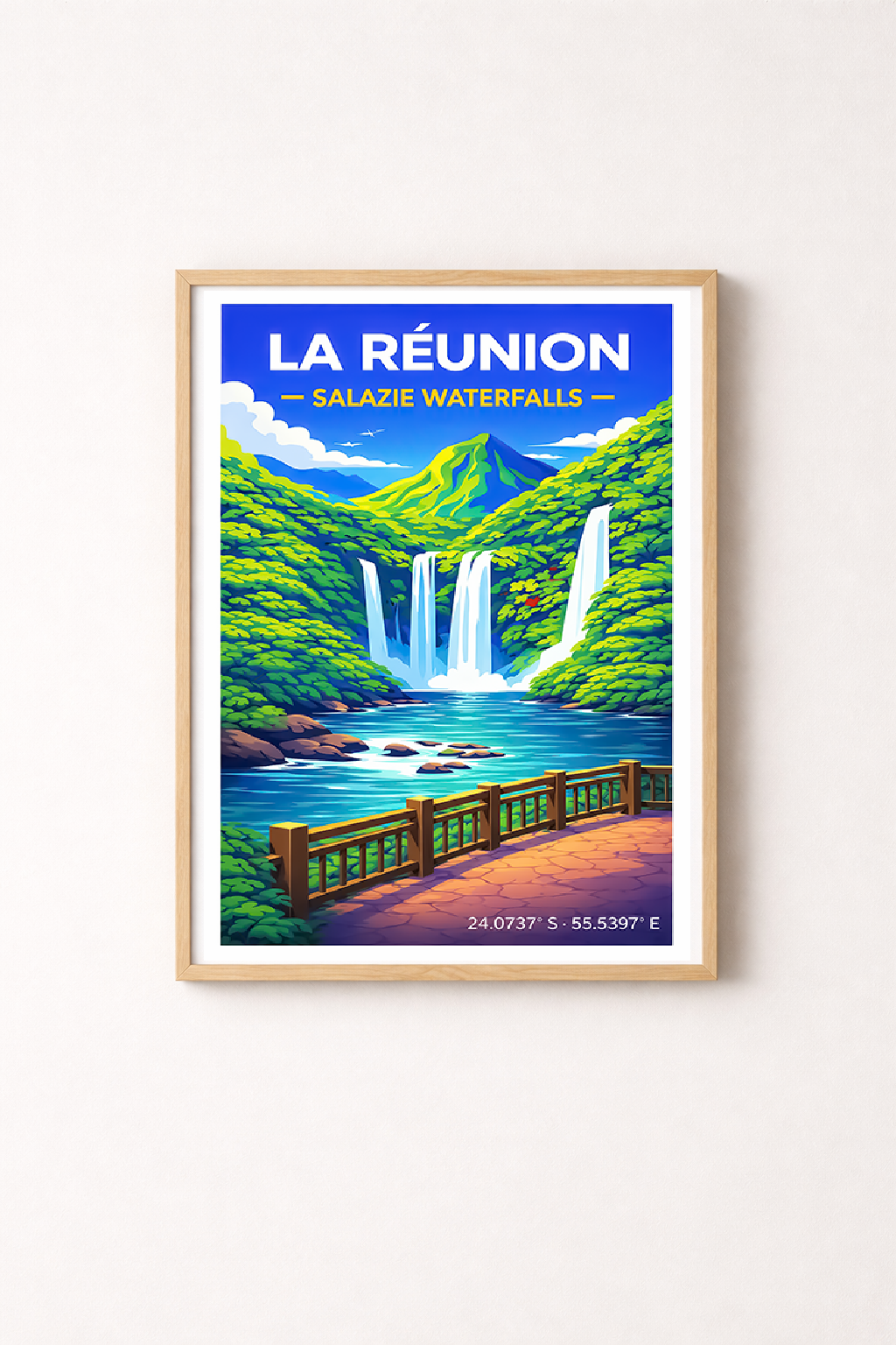 Affiche La Réunion — Cascades de Salazie, Océan Indien
