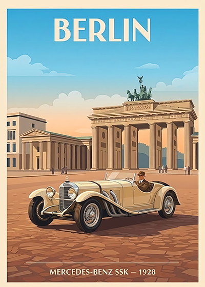 Affiche Mercedes-Benz SSK 1928 — Berlin, affiche imprimée sur papier 250 g/m²