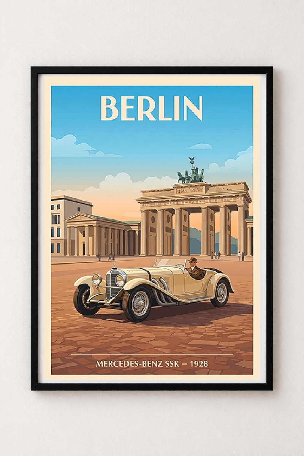 Affiche Mercedes-Benz SSK 1928 — Berlin, poster vintage encadré
