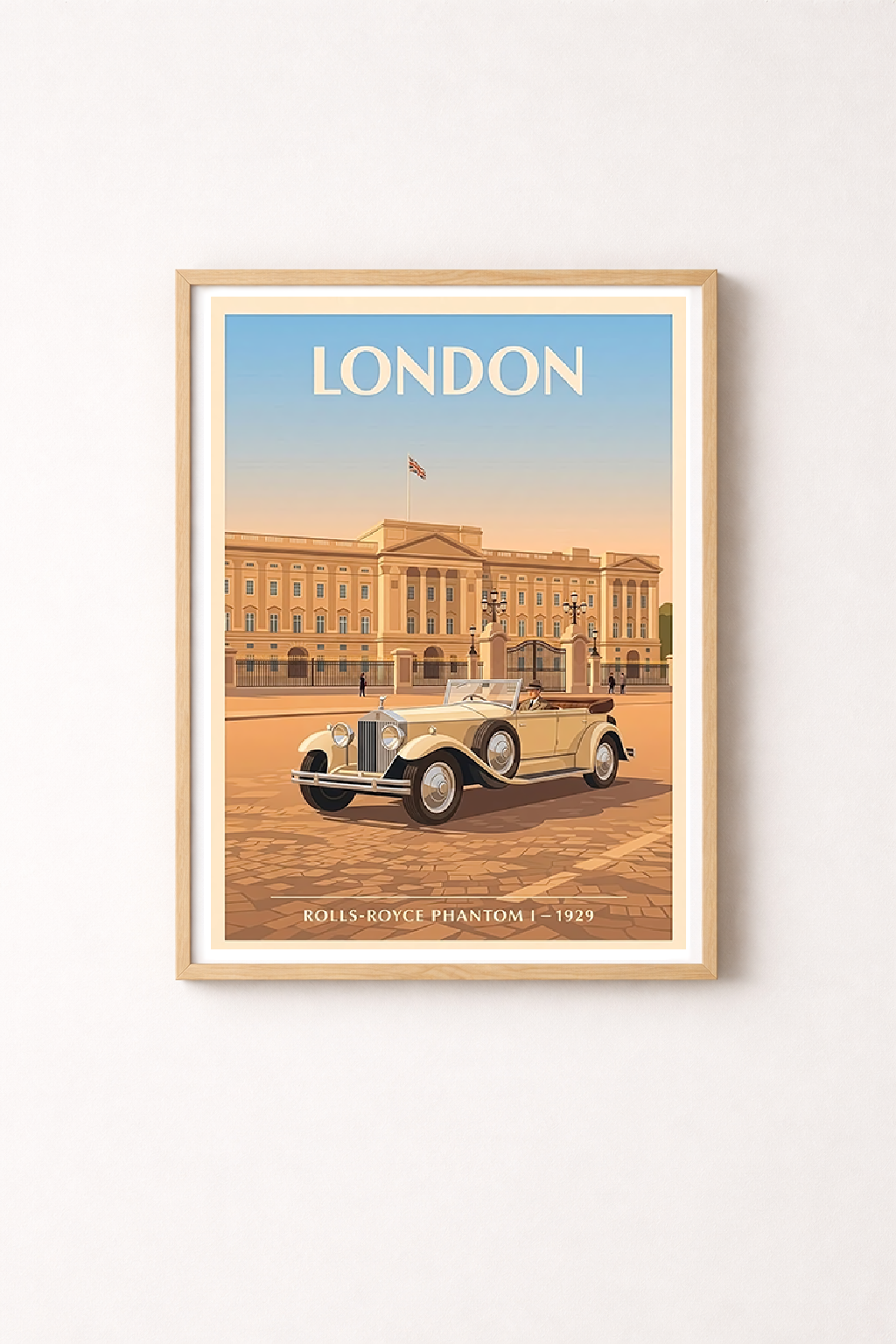Affiche Rolls-Royce Phantom I 1929 — Londres, tirage mural style Art Déco