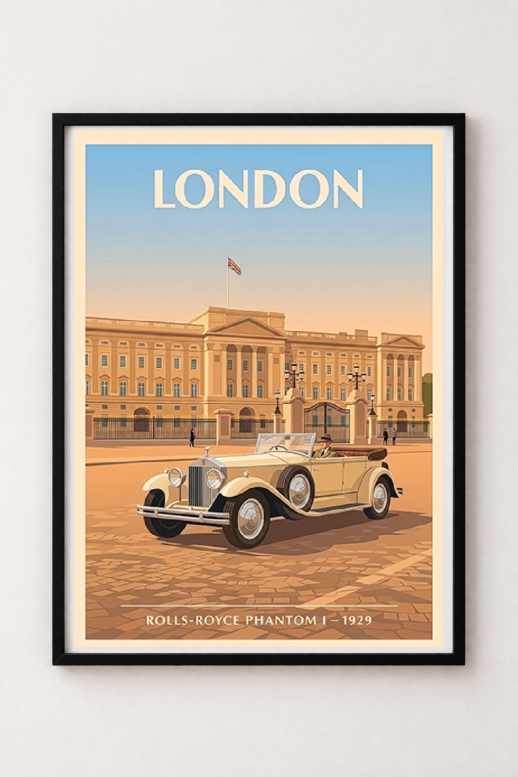 Affiche Rolls-Royce Phantom I 1929 — Londres, affiche vintage encadrée