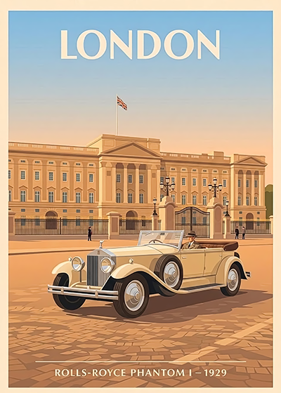 Affiche Rolls-Royce Phantom I 1929 — Londres, affiche imprimée sur papier 250 g/m²