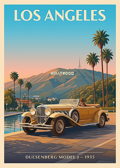Affiche Duesenberg Model J 1935 — Los Angeles, affiche imprimée sur papier 250 g/m²
