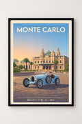Affiche Bugatti Type 35 1927 — Monte-Carlo, affiche vintage encadrée