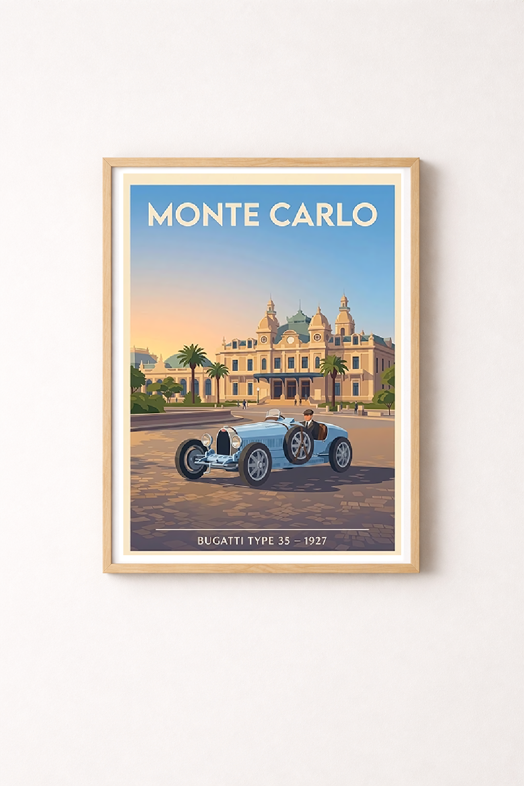 Affiche Bugatti Type 35 1927 — Monte-Carlo, décoration murale vintage