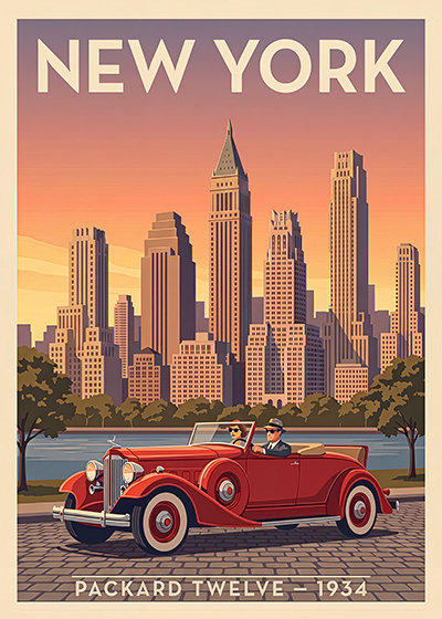 Affiche Packard Twelve 1934 — New York, affiche imprimée sur papier 250 g/m²
