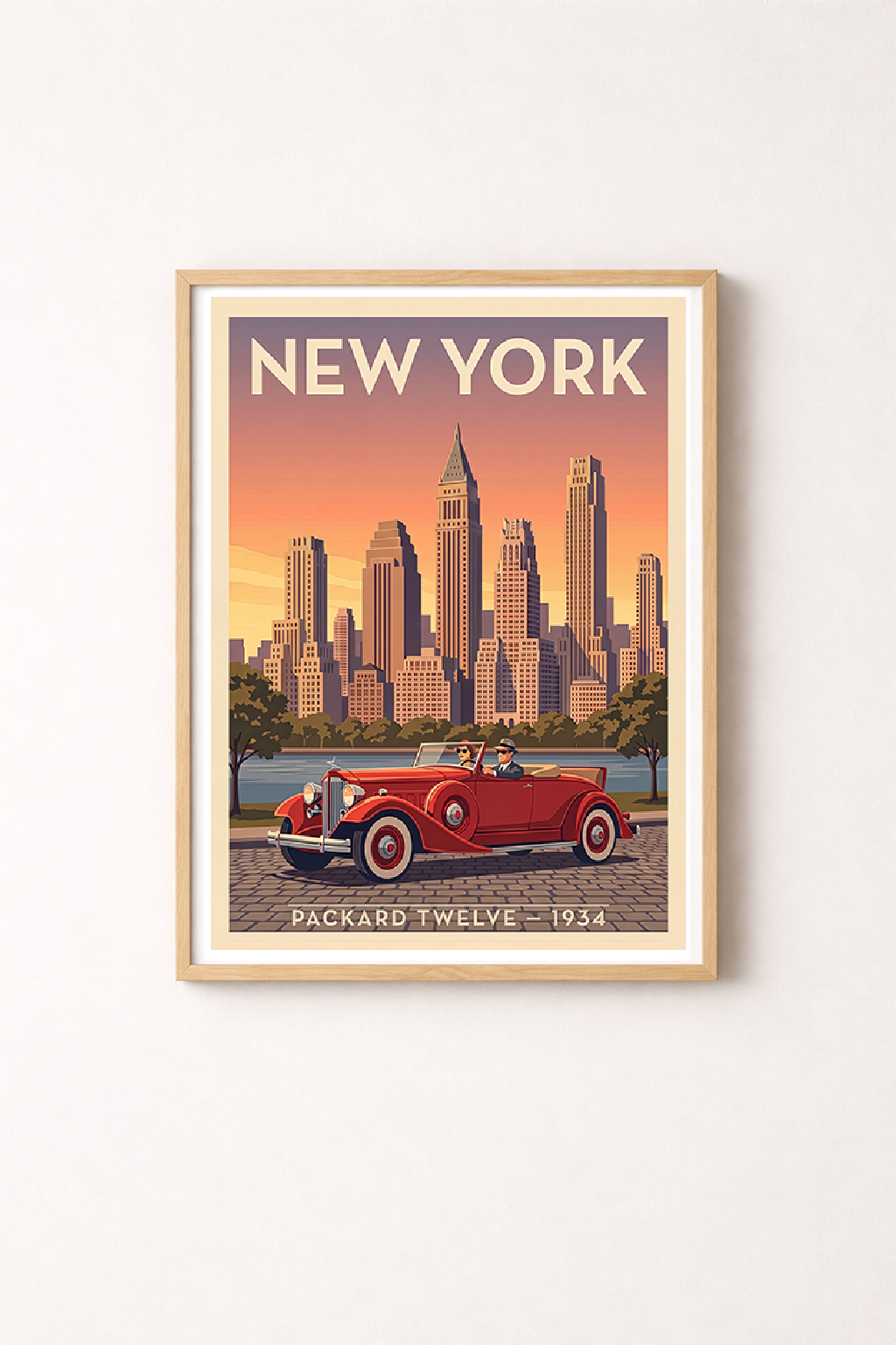 Affiche Packard Twelve 1934 — New York, décoration murale vintage