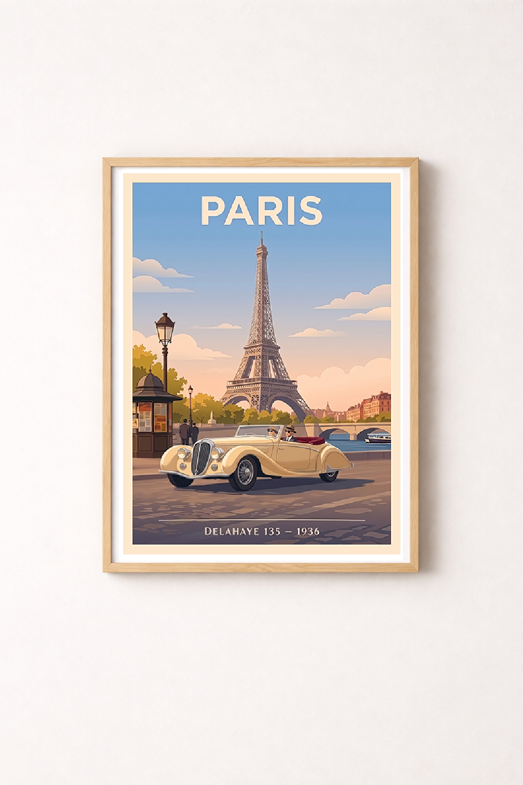 Affiche Delahaye 135 1936 — Paris, tirage mural style Art Déco