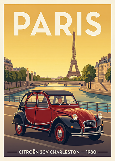 Affiche Citroën 2CV Charleston 1980 — Paris, poster décoratif vintage