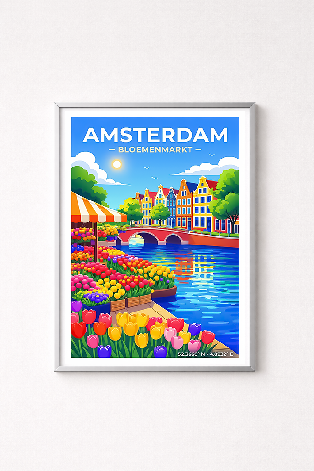 Affiche Amsterdam — Marché aux Fleurs, Pays-Bas