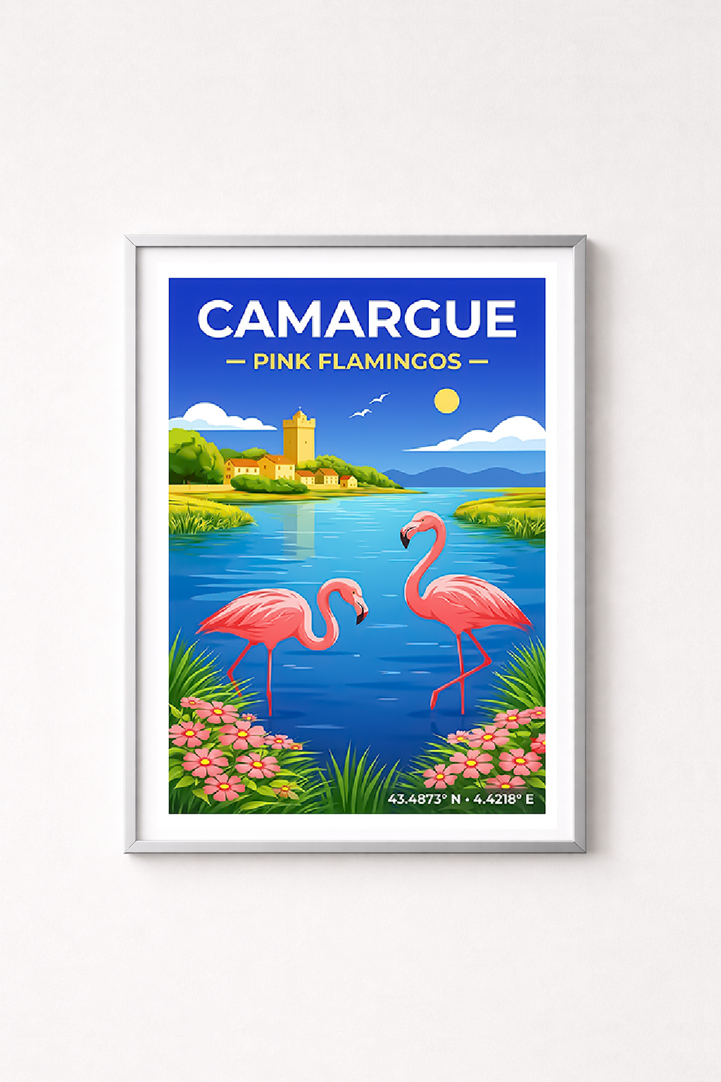 Affiche Camargue — Flamants Roses, France