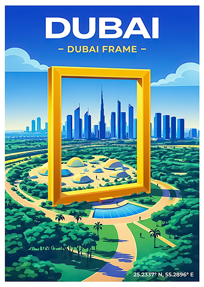 Affiche Dubaï — Dubai Frame, Émirats Arabes Unis