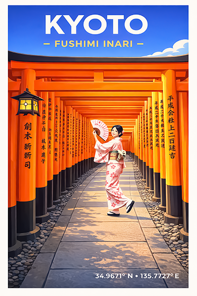 Affiche Japon — Kyoto Sanctuaire Fushimi Inari