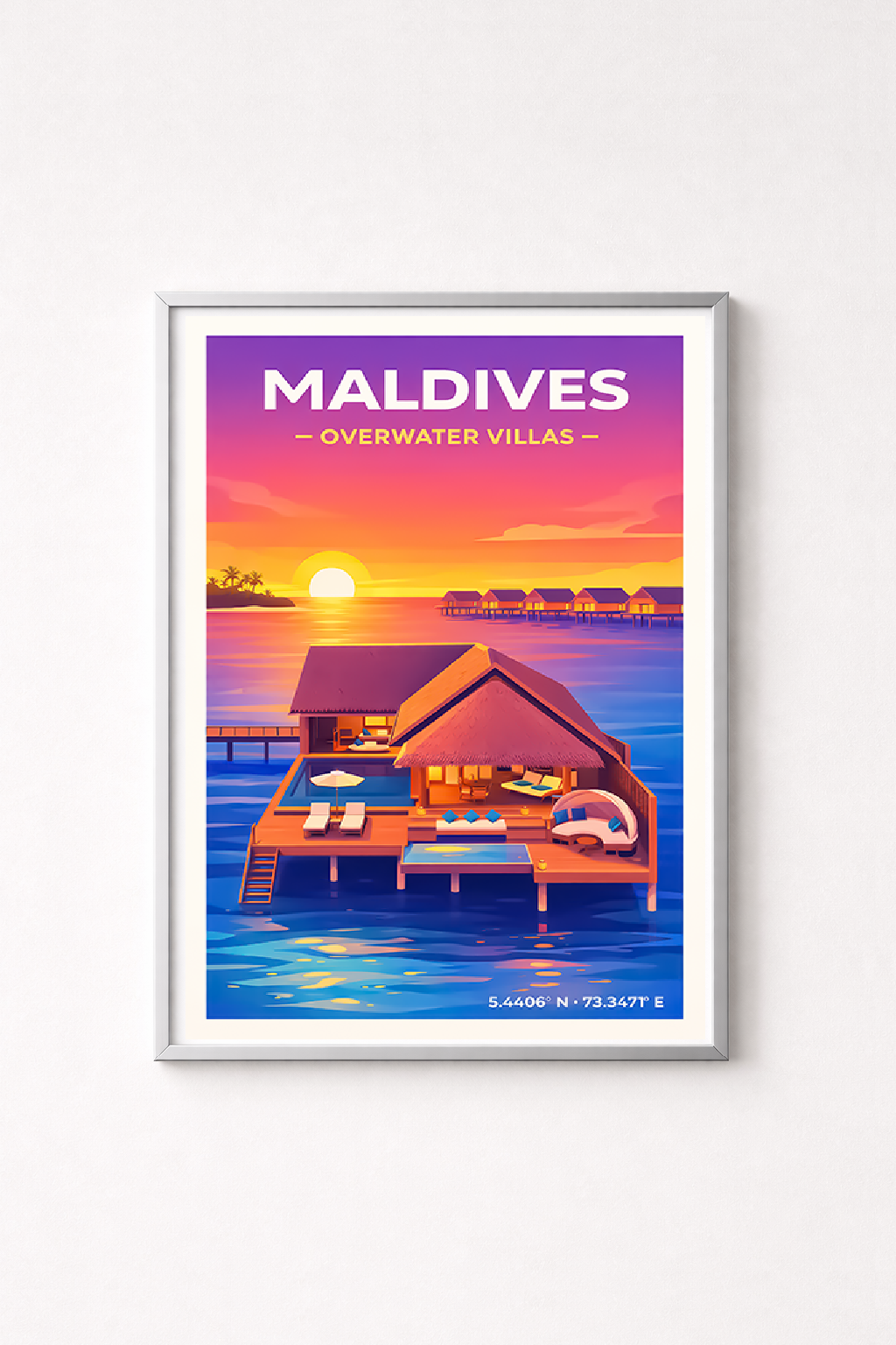 Affiche Maldives — Villas sur Pilotis