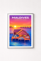 Affiche Maldives — Villas sur Pilotis