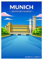 Affiche Munich — Deutsches Museum, Allemagne