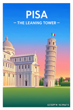 Affiche Pise — Tour Penchée, Italie