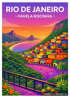 Affiche Rio de Janeiro — Favela Rocinha, Brésil