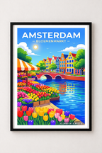 Affiche Amsterdam — Marché aux Fleurs, Pays-Bas
