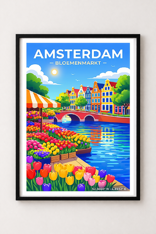 Affiche Amsterdam — Marché aux Fleurs, Pays-Bas