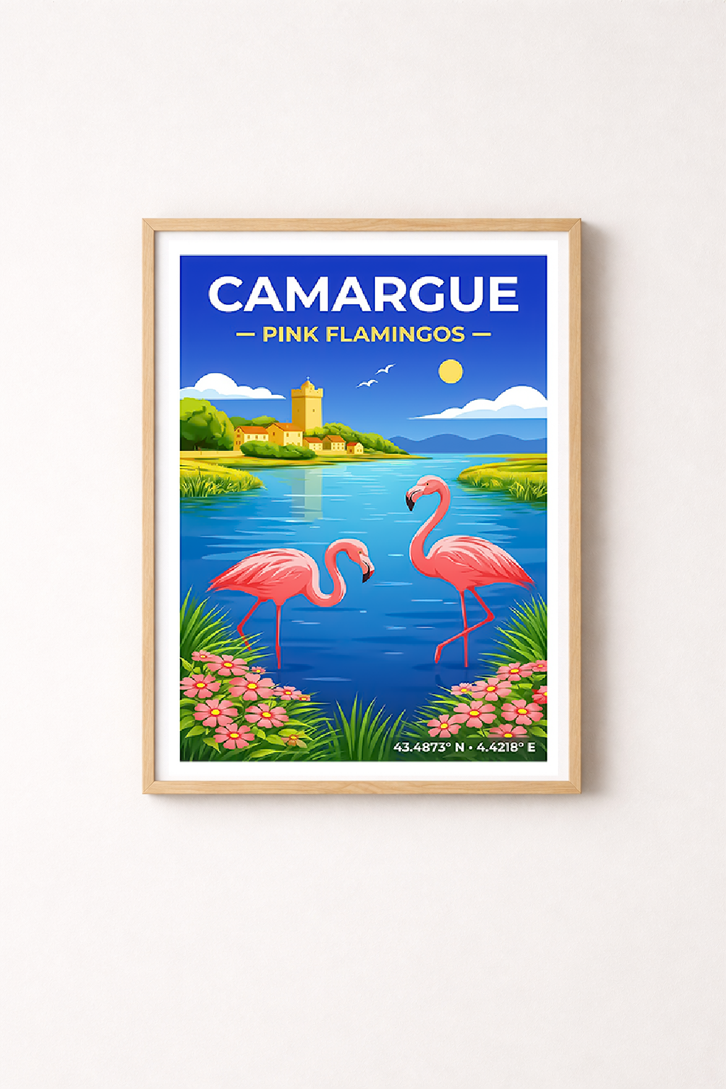 Affiche Camargue — Flamants Roses, France