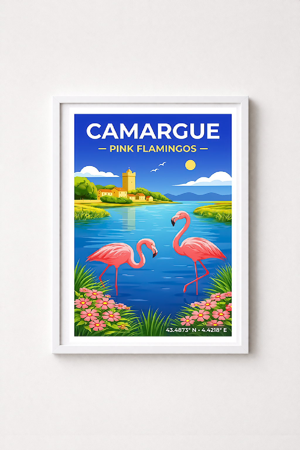 Affiche Camargue — Flamants Roses, France