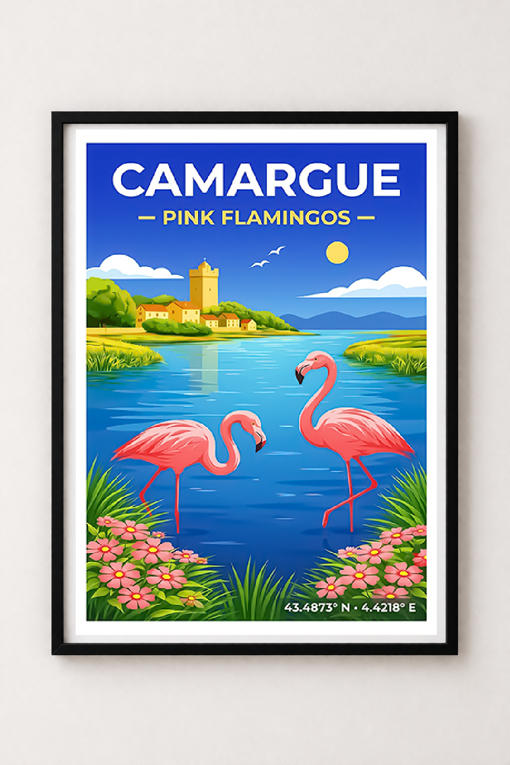Affiche Camargue — Flamants Roses, France