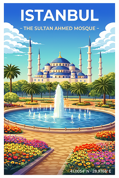 Affiche Istanbul — Mosquée Bleue, Turquie