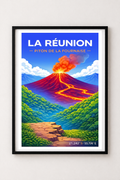 Affiche La Réunion — Piton de la Fournaise, Océan Indien