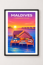 Affiche Maldives — Villas sur Pilotis