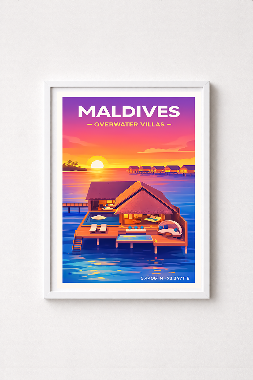 Affiche Maldives — Villas sur Pilotis
